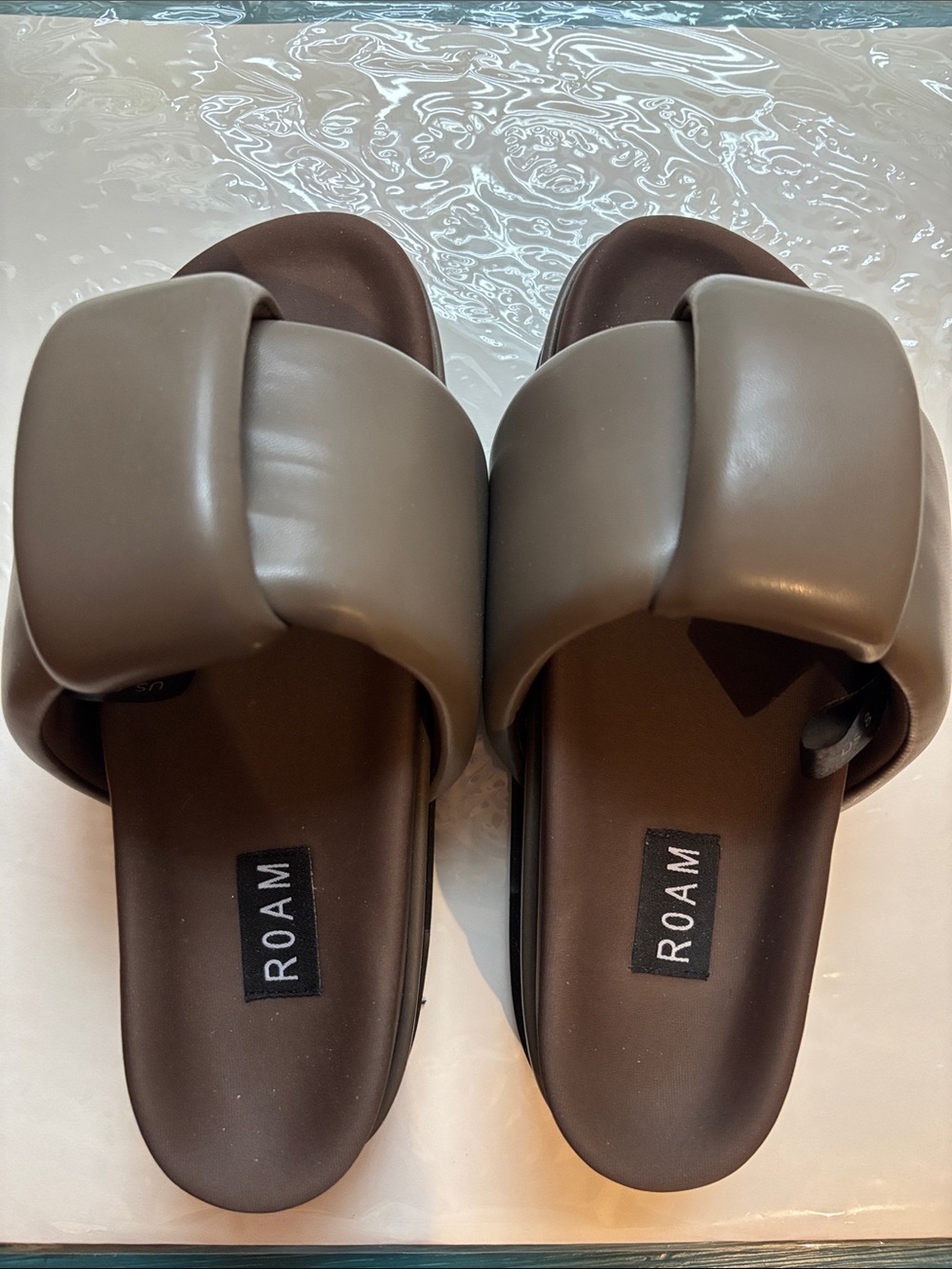 ROAM Women’s Taupe Padded Crossover Slide Sandals